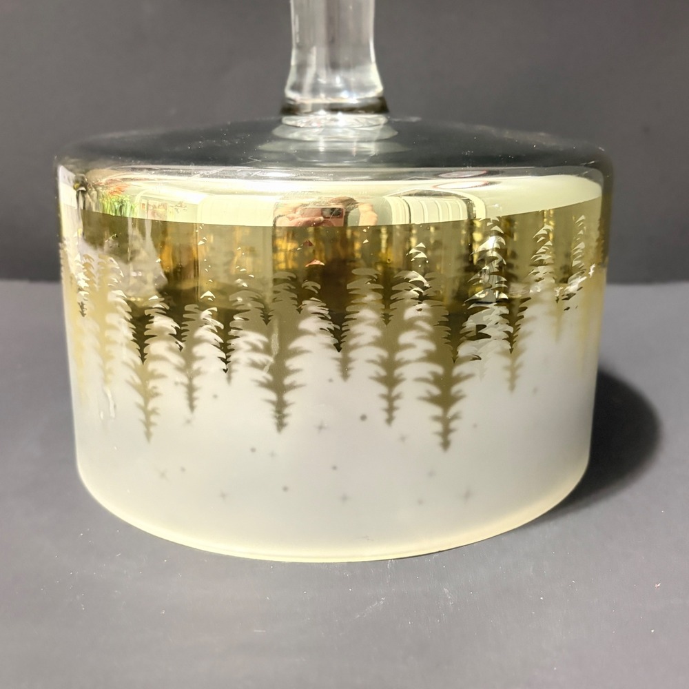 Trifle Bowl Christmas Gold Frosted Glass Pine Tree Forest Holiday Centerpiece 7" - Picture 5 of 16